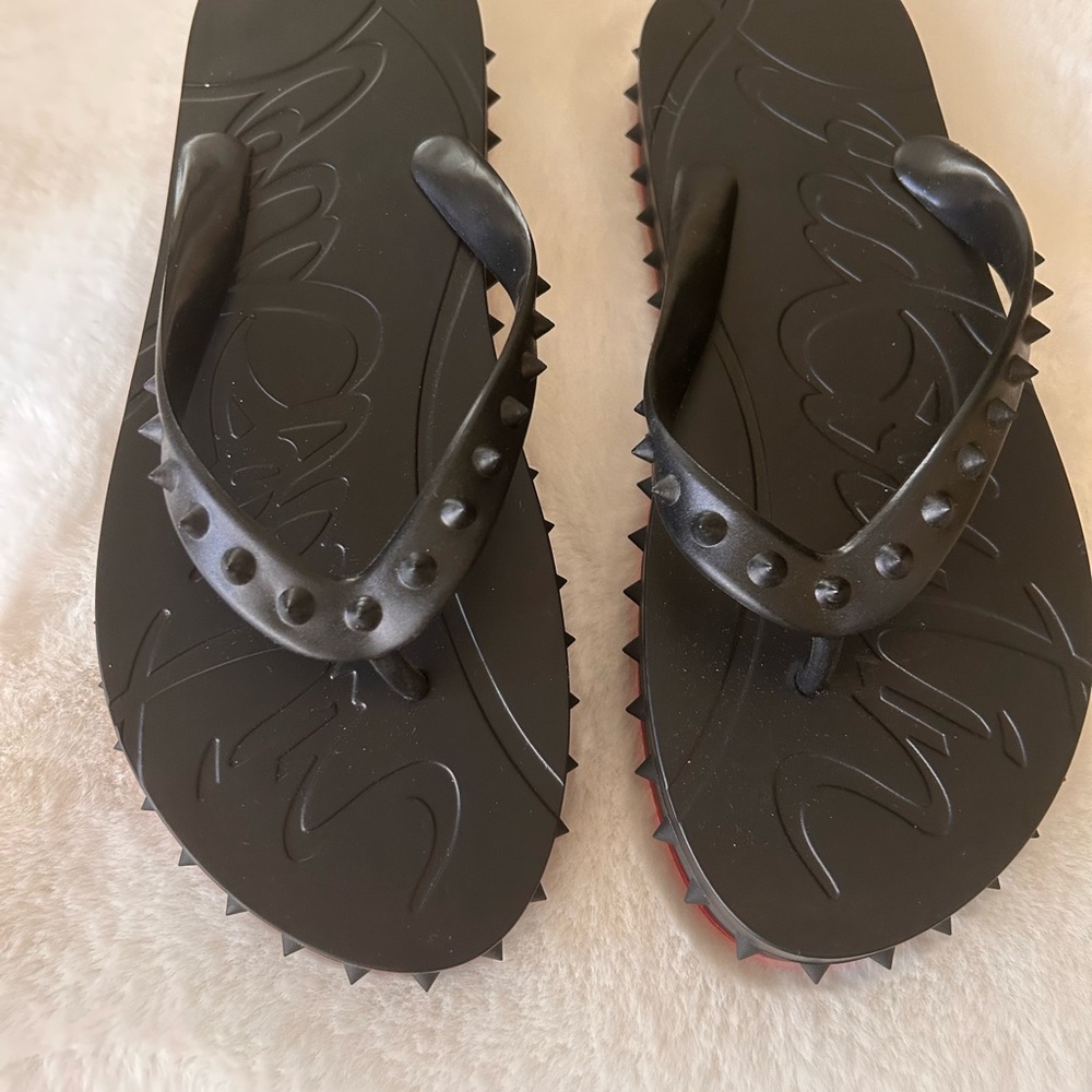 LB inspired Black Studded Flip Flops